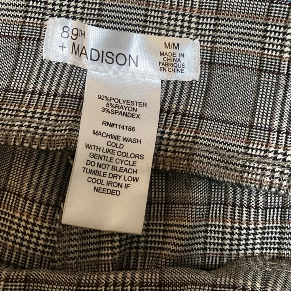 89th + Madison Womens Brown Plaid Bootcut Dress Pants Stretch Size Medium - Picture 4 of 8